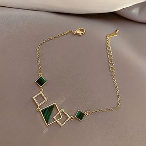 Luxury Emerald Green Rhinestone Square Bracelet